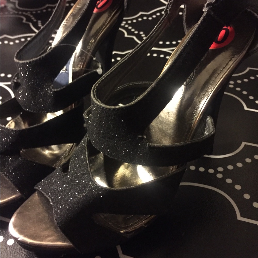 Black Glitter Heels